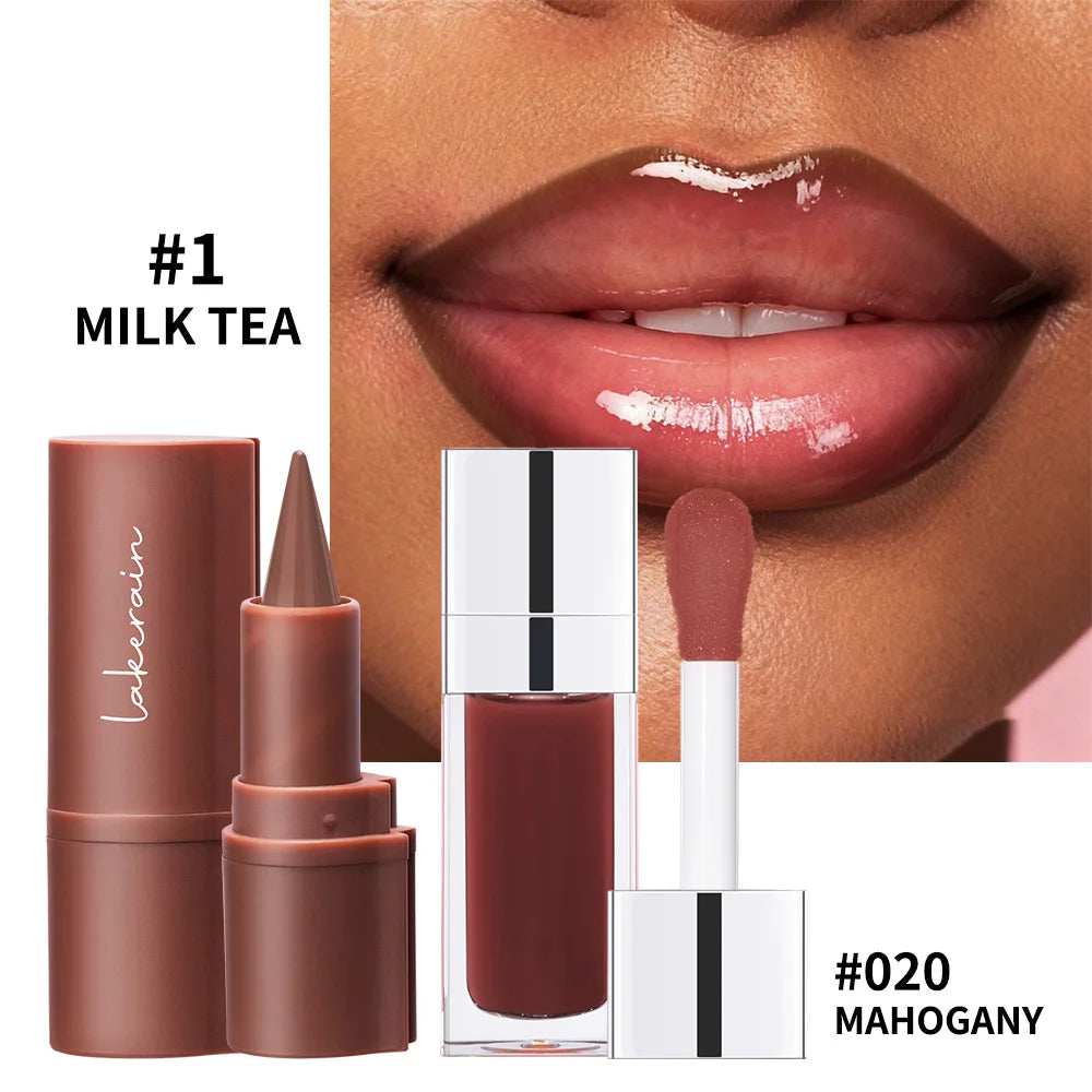 Lip Liner And Lip Gloss Set Hydrating Shine Lip Makeup Combo - 9