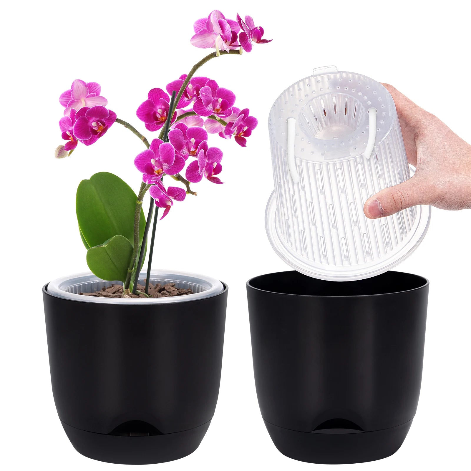 YOCITY Self Watering Orchid Pot Clear Inner Planter with Drainage Holes