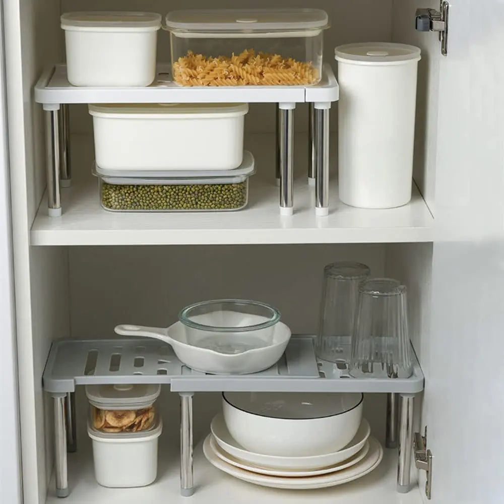Retractable Kitchen Shelf Organizer Adjustable Counter Storage Rack