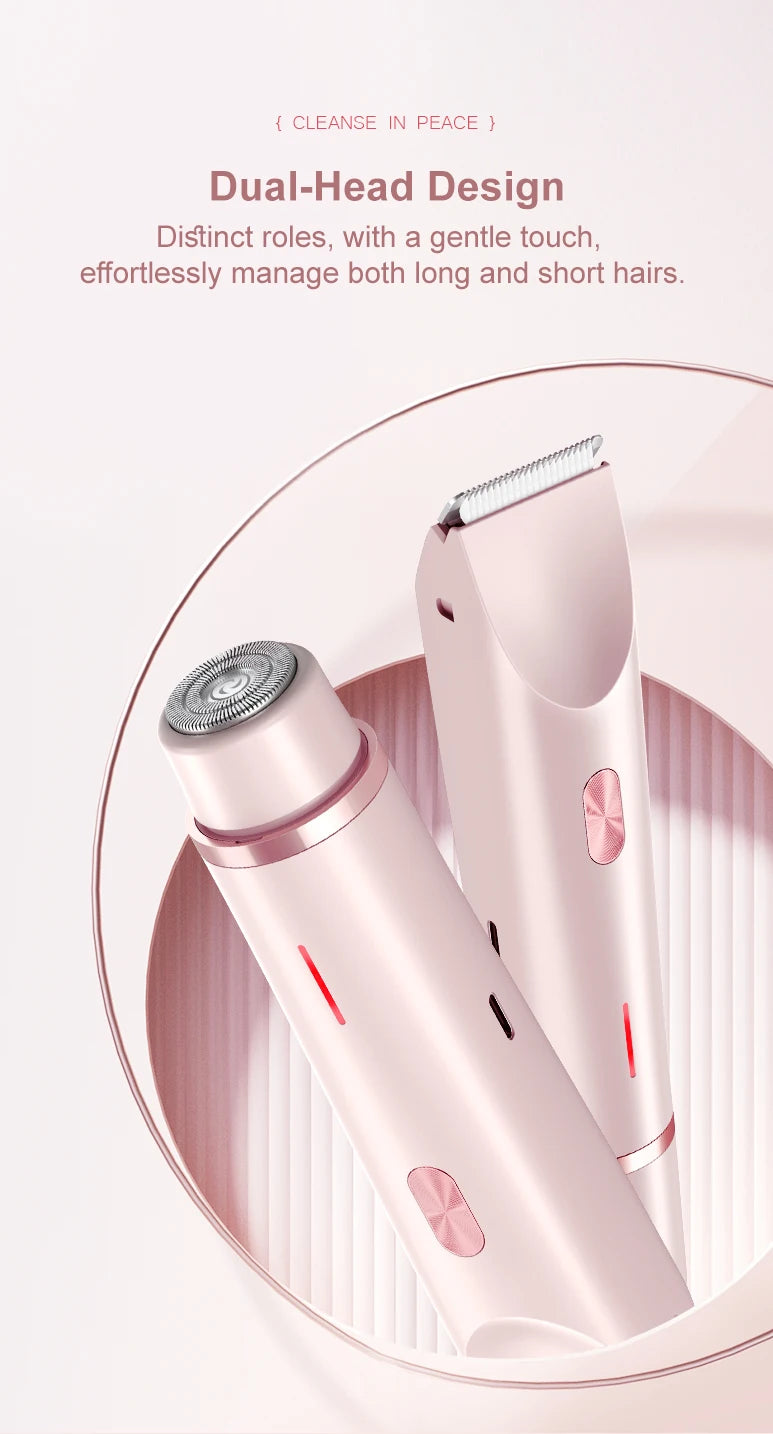 2 in 1 Women Electric Razor Bikini Trimmer Face Shaver Hair Removal