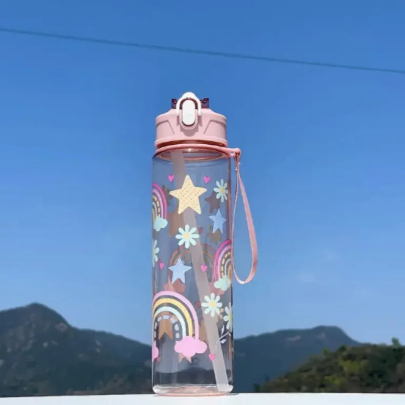 750ml Kids Cartoon Water Bottle with Straw Leak Proof Portable Cup - 16