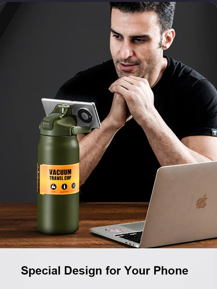 Insulated Stainless Steel Water Bottle Vacuum Flask with Straw Lid - 6