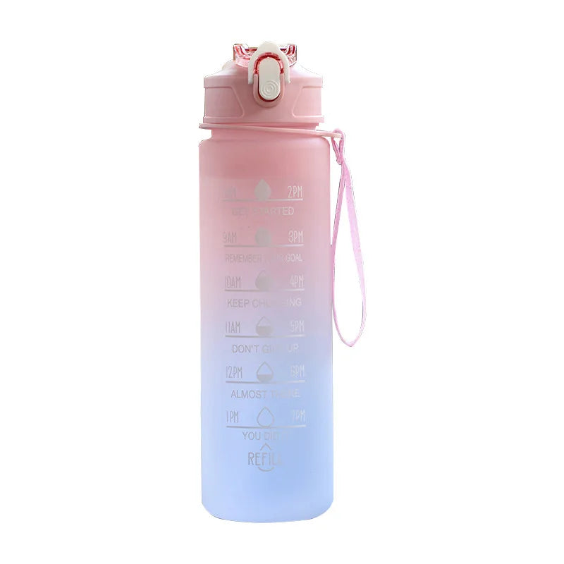 750ml Motivational Sports Water Bottle Leak Proof Fitness Tracker Cup