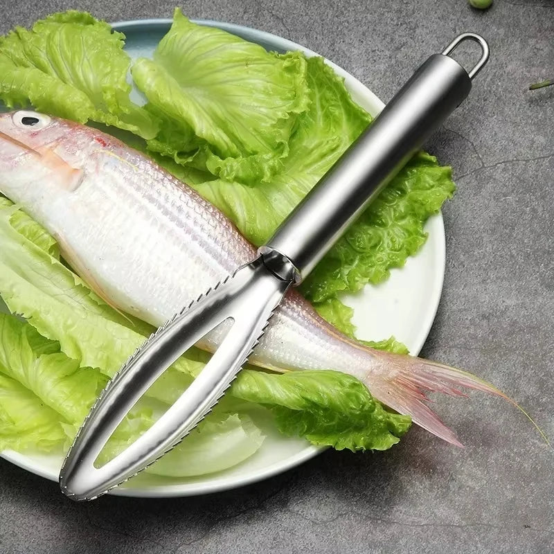Stainless Steel Fish Scaler Scraper Kitchen Seafood Cleaning Tool - 11