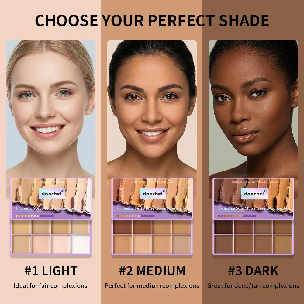 Cream Concealer Palette Full Coverage Contour & Tattoo Cover Makeup - 9