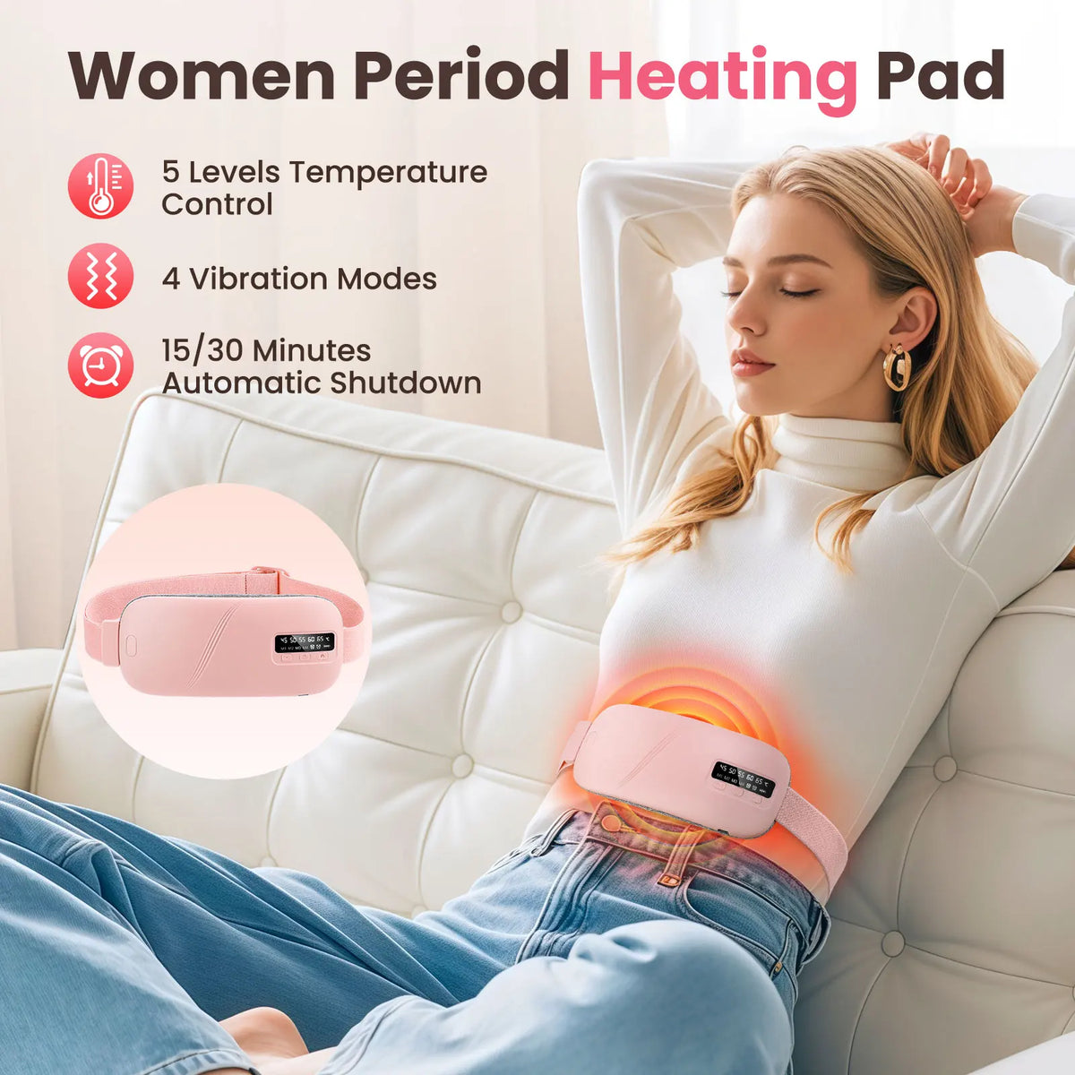 Cordless Menstrual Heating Pad Portable Abdominal Warmer Belt