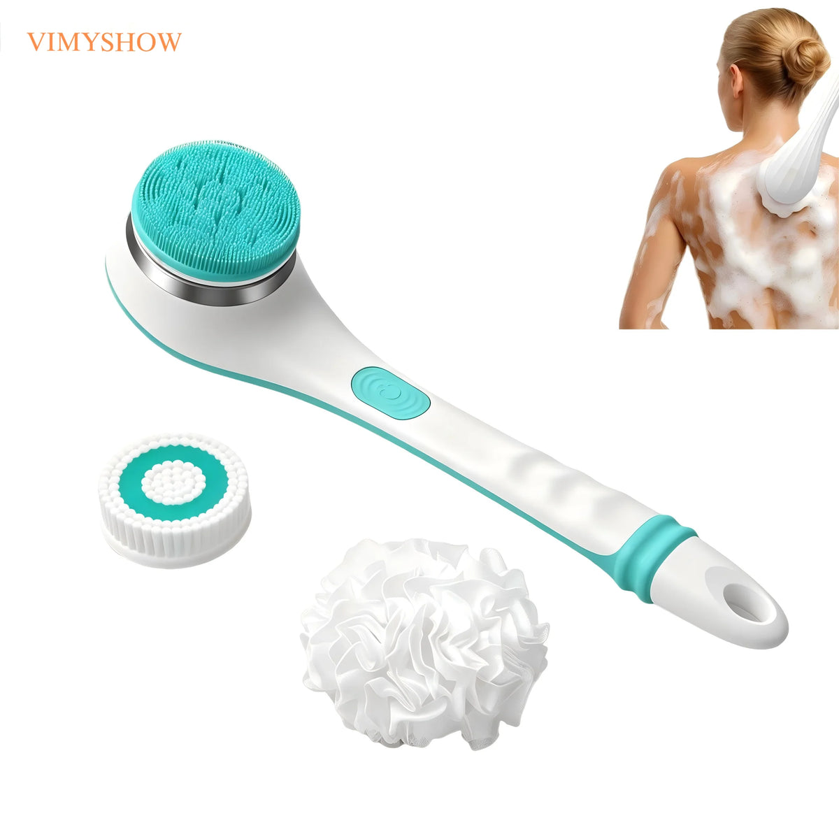 3 in 1 Waterproof Long Handle Body Brush Exfoliating Back Scrubber