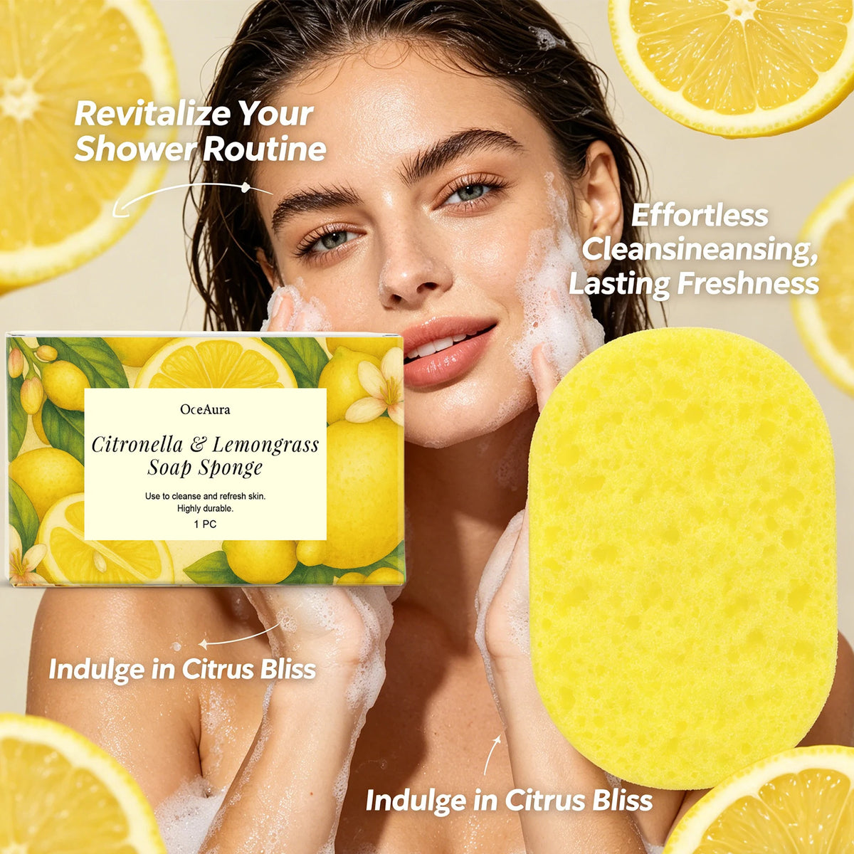 Lemongrass Lemon Exfoliating Bath Sponge Body Cleansing Tool