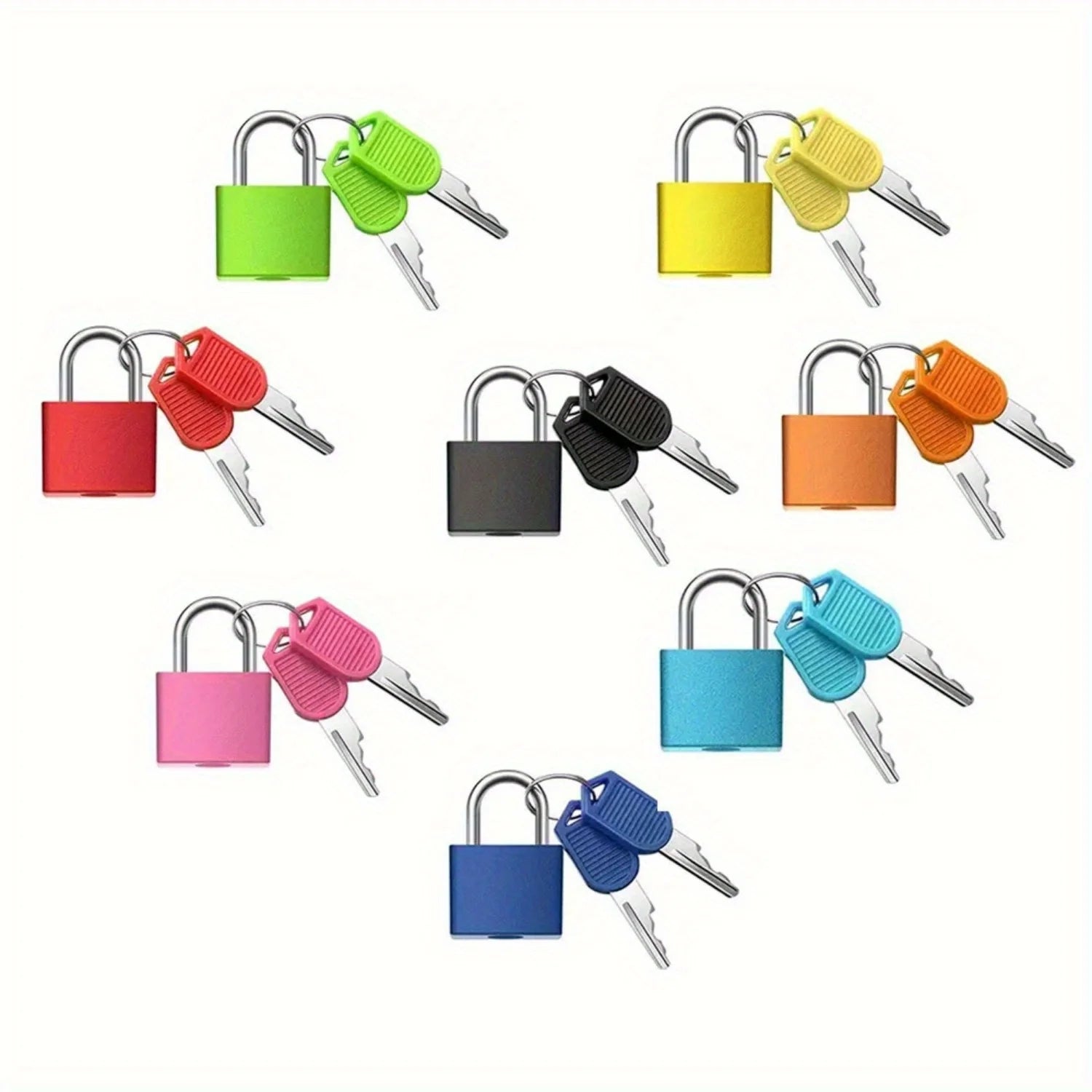 6pc Small Padlock Set with Keys Portable Travel Suitcase Diary Lock - 1