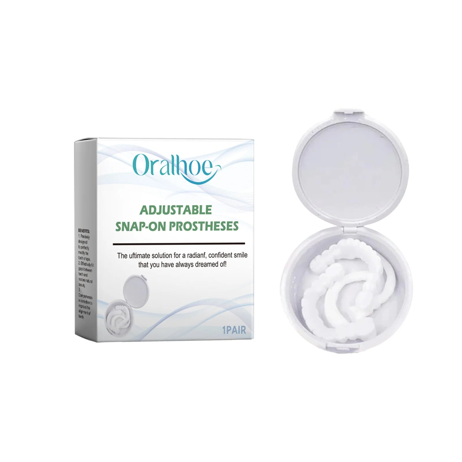 Adjustable Snap On Dentures Smile Makeover Fake Teeth Veneers - 16