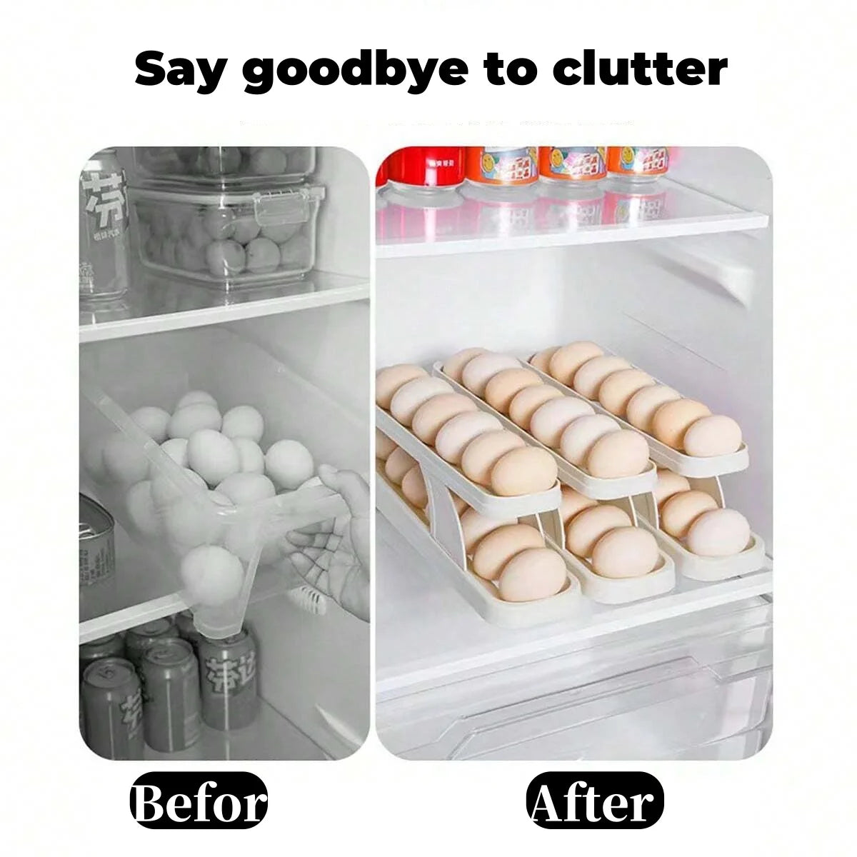Automatic Rolling Egg Holder Fridge Dispenser Storage Organizer Tray - 5