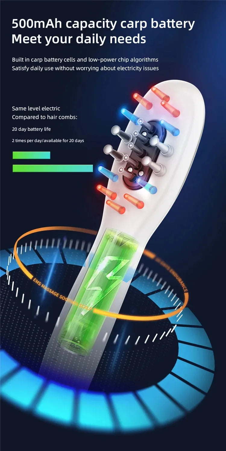 Electric EMS Scalp Massager Comb Hair Growth Oil Applicator - 9