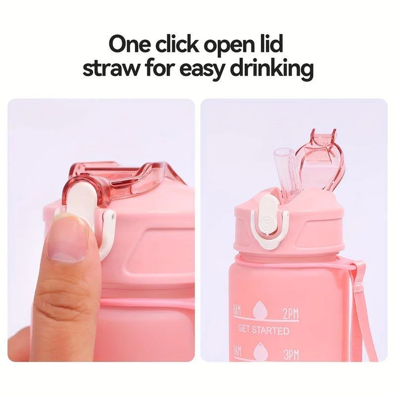 900ml Motivational Water Bottle Leak Proof Sports Jug with Straw