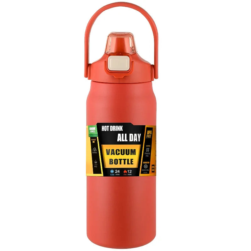 Insulated Stainless Steel Water Bottle Vacuum Flask with Straw Lid