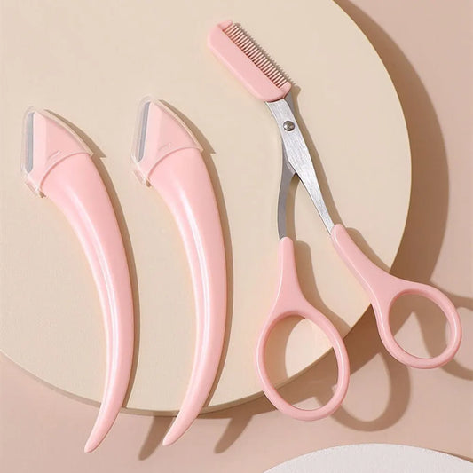 Professional Eyebrow Trimmer Set with Comb and Precision Face Razor