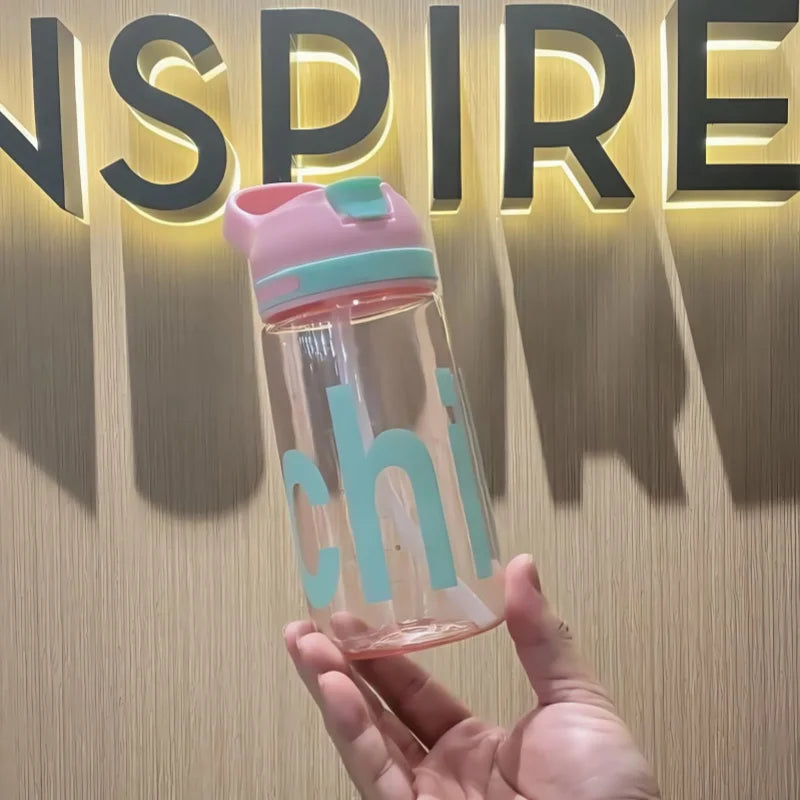 450ml Sports Water Bottle Leak Proof Portable Straw Drinking Cup