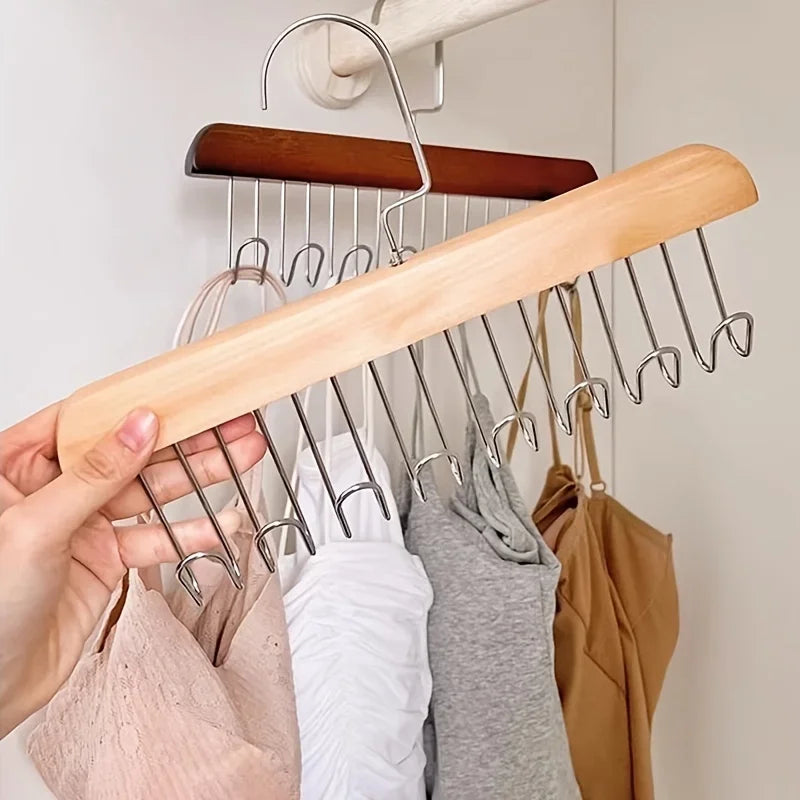 8 Hook Wooden Closet Organizer Rack for Belts Ties and Accessories - 3