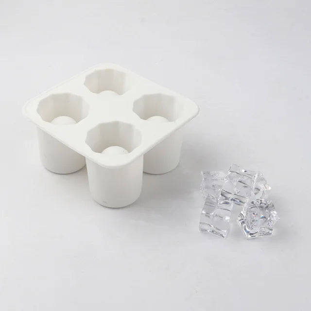4 Cup Silicone Ice Shot Glass Mold Tray for Whiskey and Cocktails - 19