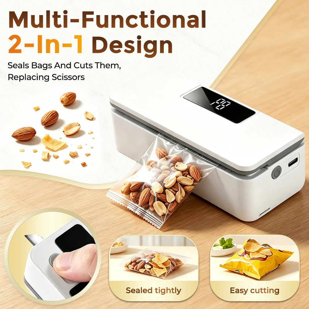 Portable Food Sealer Handheld Mini Bag Sealer with Cutter