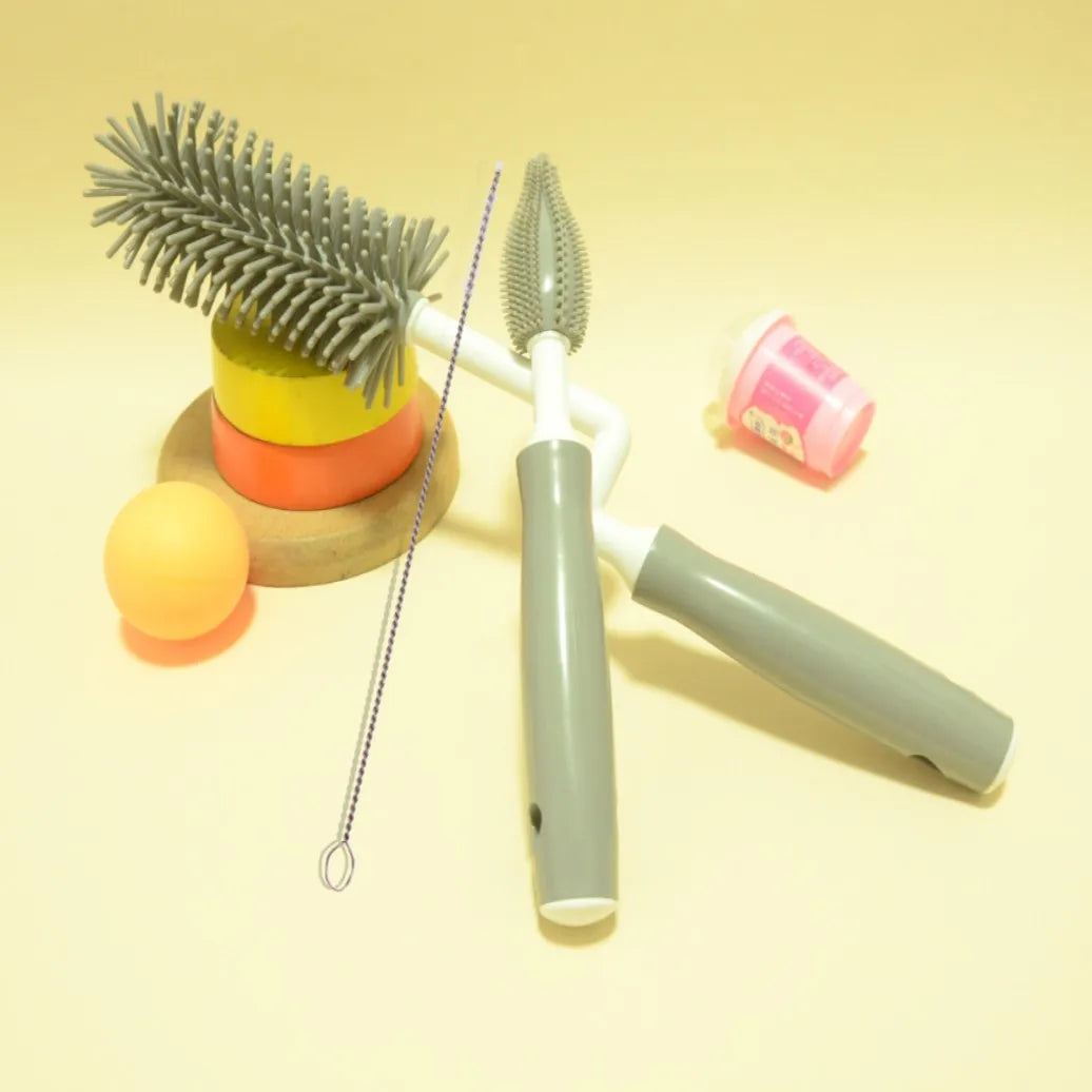 Silicone Baby Bottle Cleaning Brush Set with Straw and Pacifier Cleaner