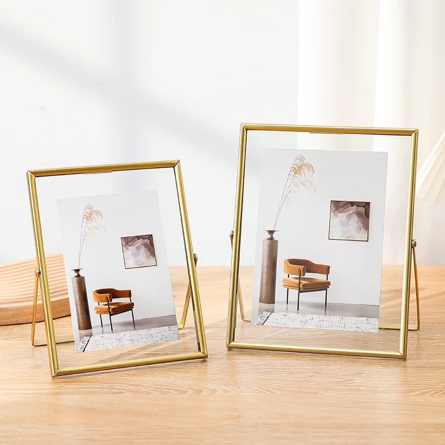 Floating Picture Frame Metal Acrylic Desktop Display for Photos Flowers - 3