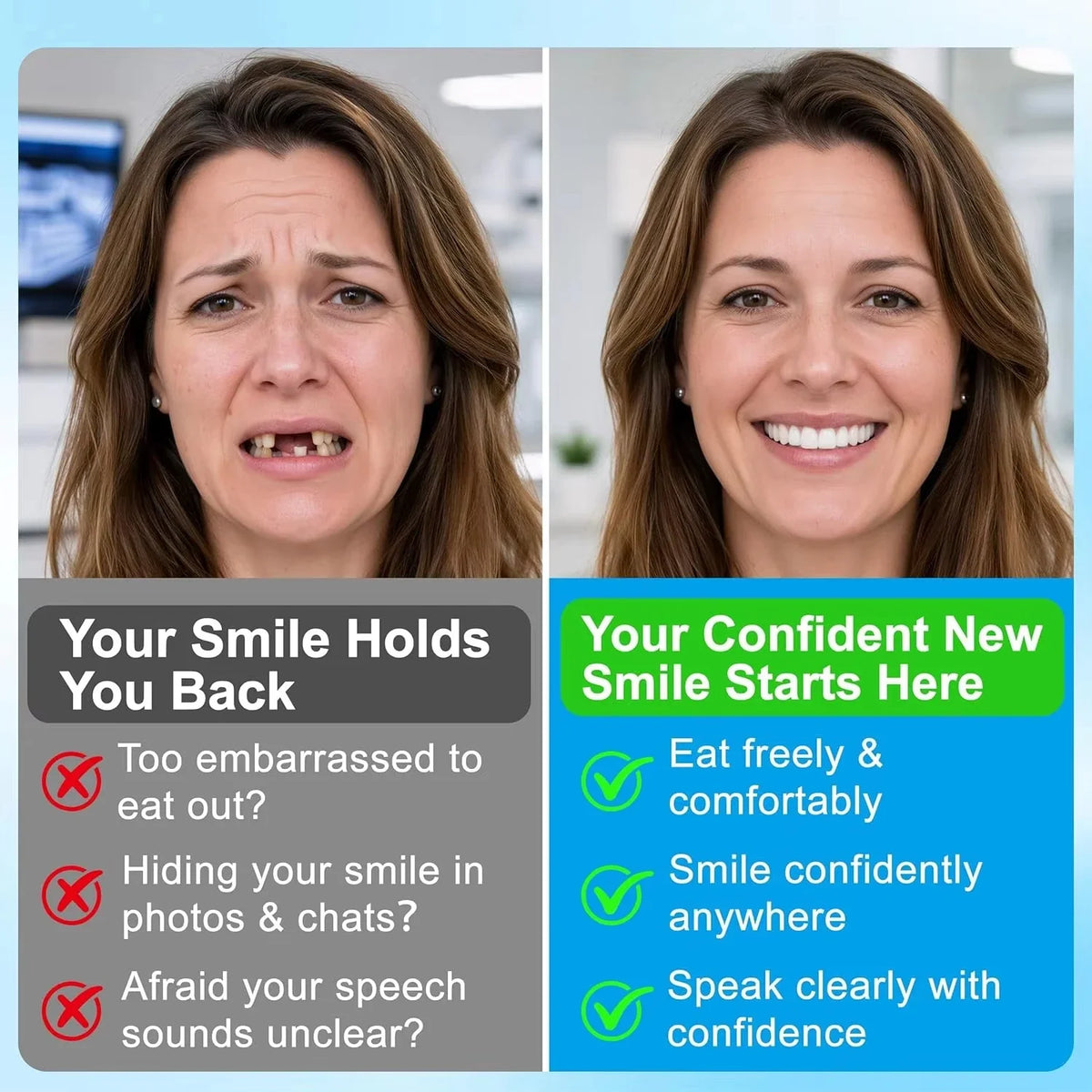 Flexible Resin Dentures Snap On Smile Teeth Restoration