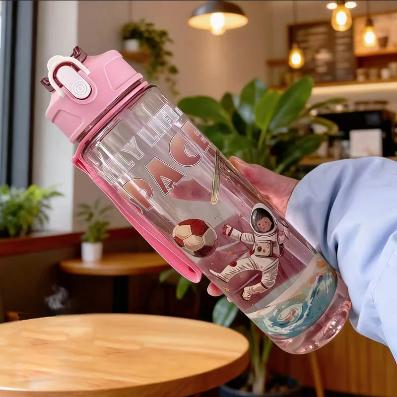 750ML Astronaut Water Bottle Sport Straw Cup with Bouncy Lid - 21