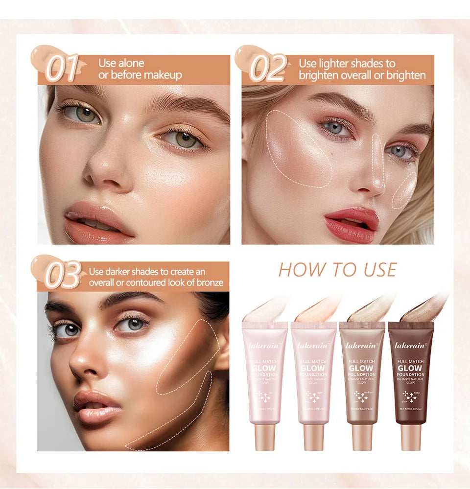 Glowing Liquid Foundation Moisturizing Highlighter Makeup Base