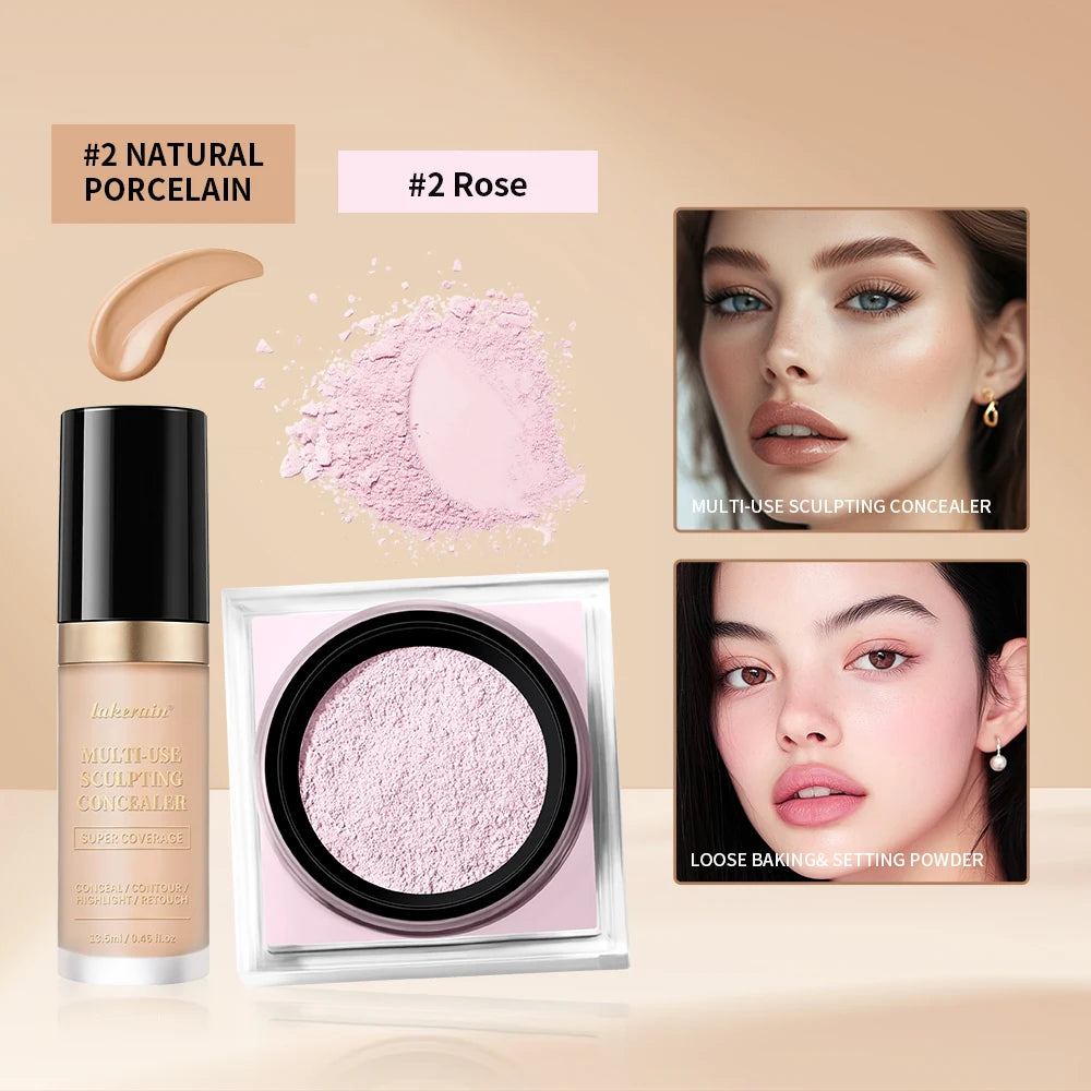 Face Makeup Set Concealer and Loose Setting Powder Matte Cosmetics