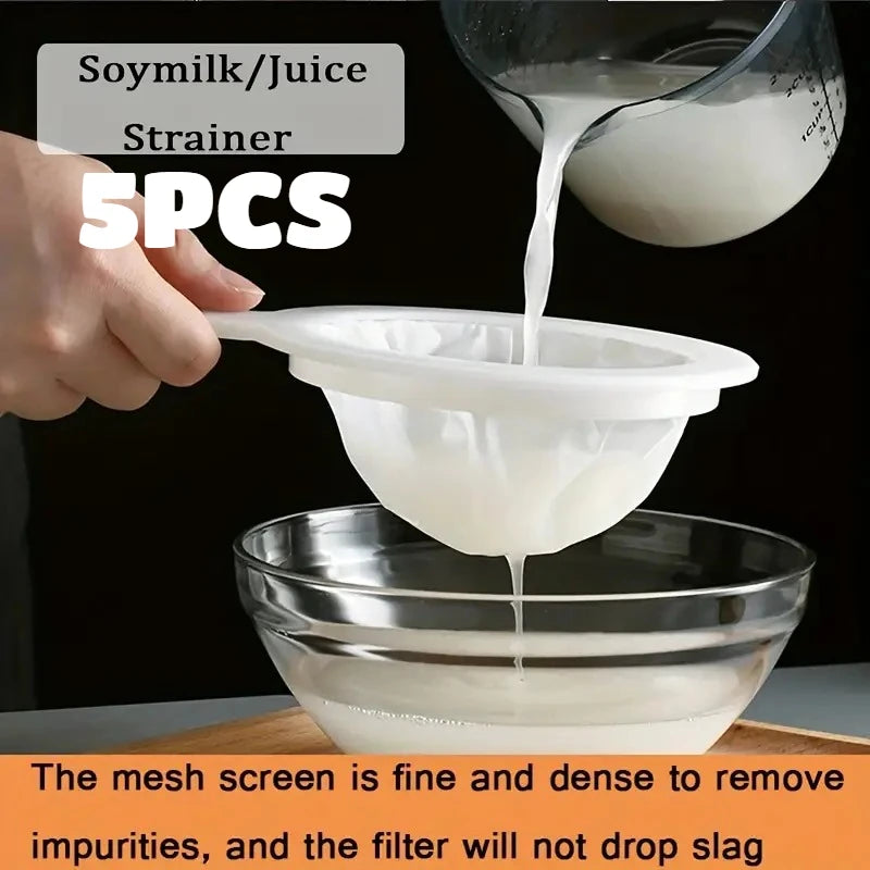 5pcs Ultra Fine Mesh Strainer Set for Soy Milk Juice Coffee Food Sieve
