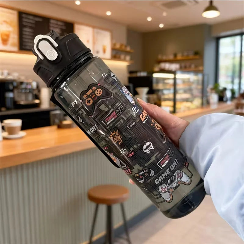 750ml Cartoon Water Bottle Portable Leak Proof Sport Straw Cup