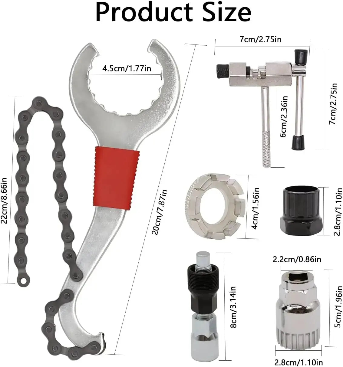 6 Pcs Bicycle Repair Tool Kit MTB Cassette Remover and Chain Breaker Set - 14