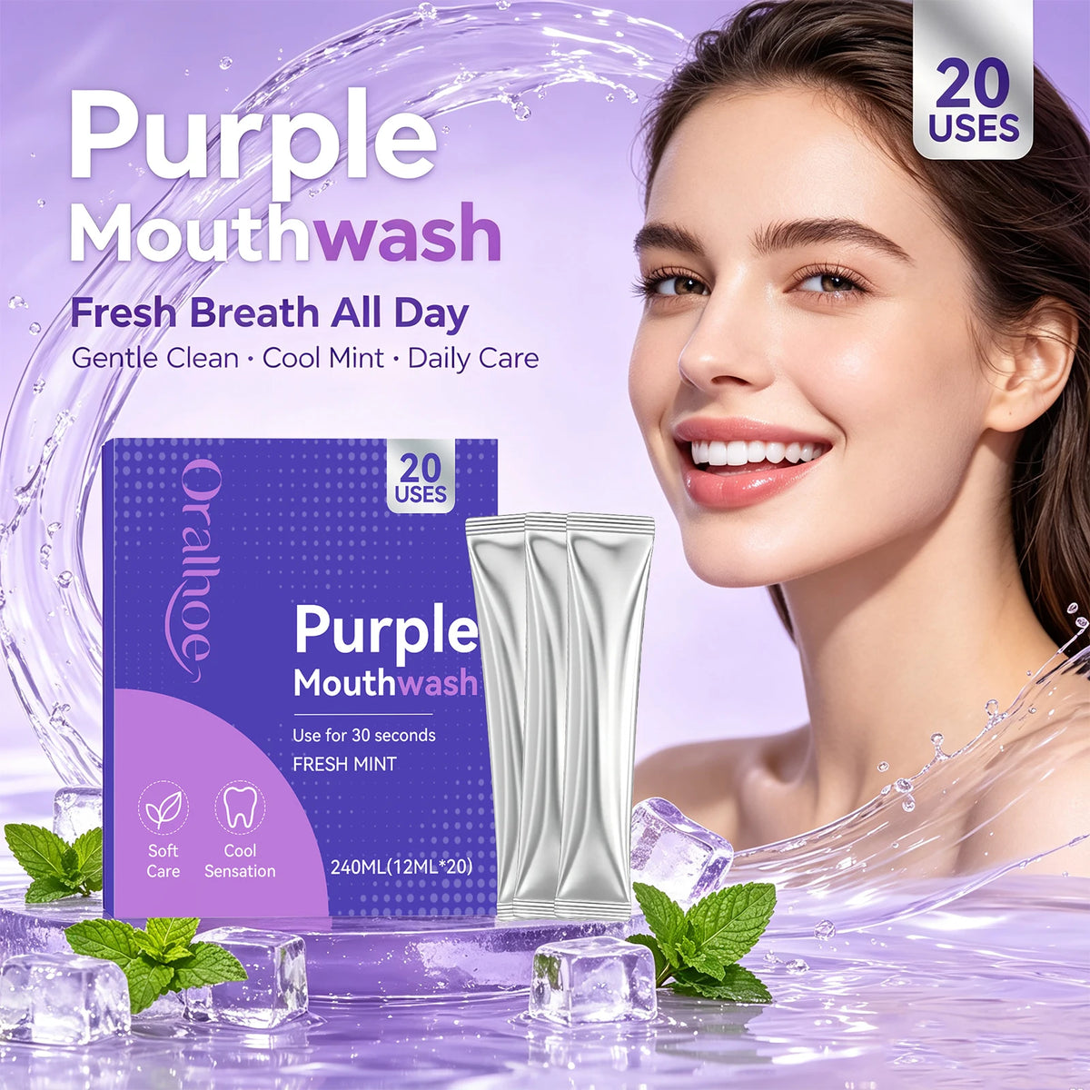 Purple Mouthwash Refreshing Breath Bad Breath Rinse Oral Care