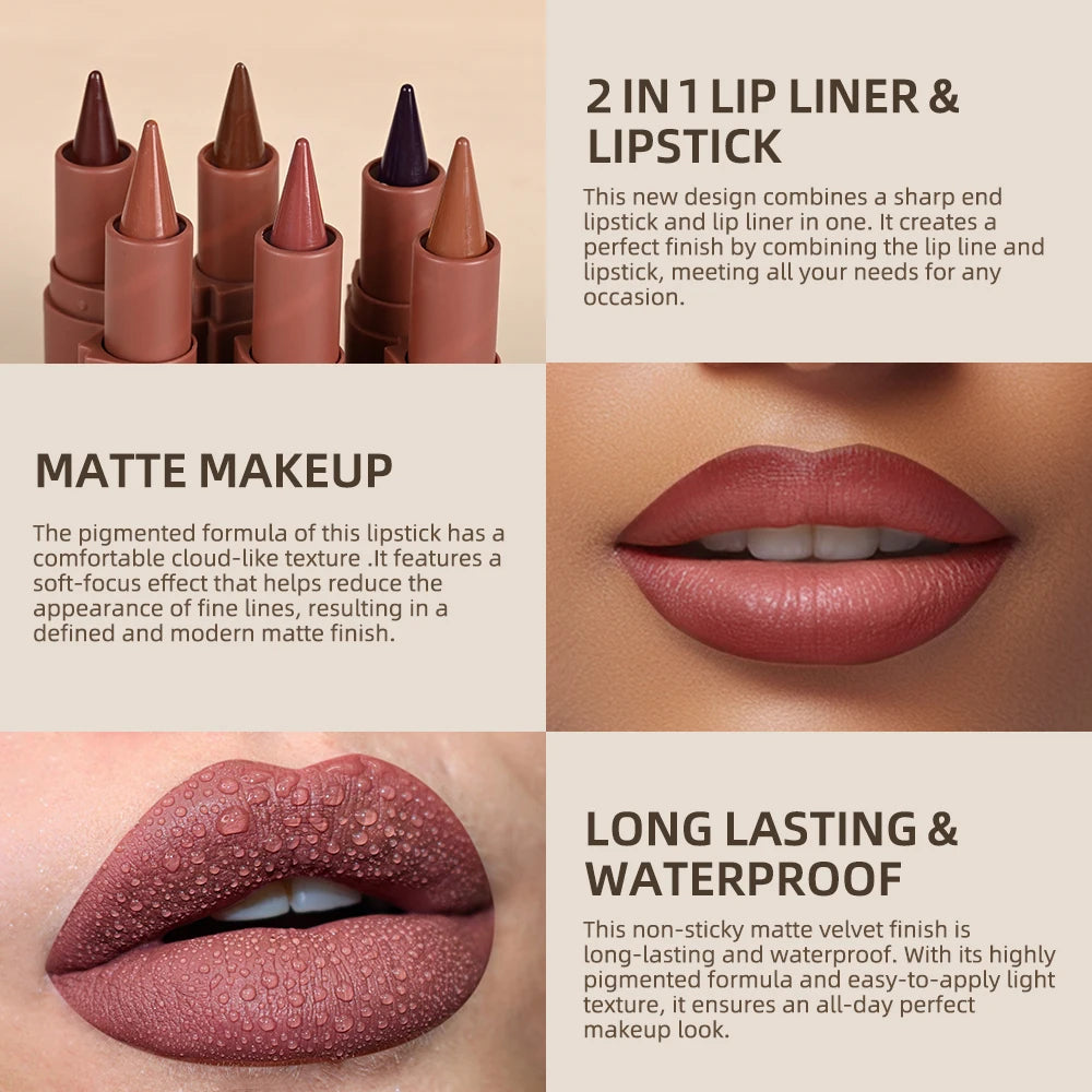 Waterproof Nude Brown Lip Liner Pencil Contour Makeup Tint