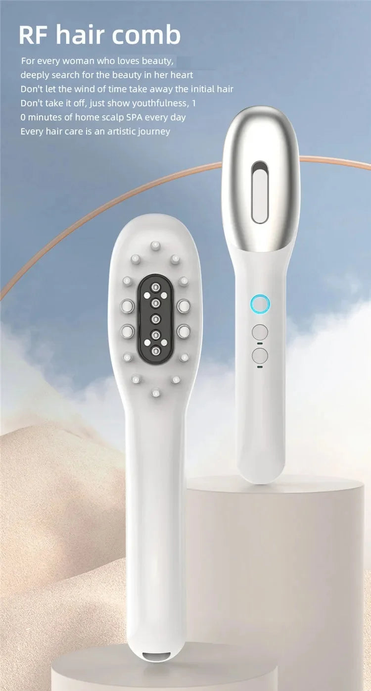 Electric EMS Scalp Massager Comb Hair Growth Oil Applicator - 10