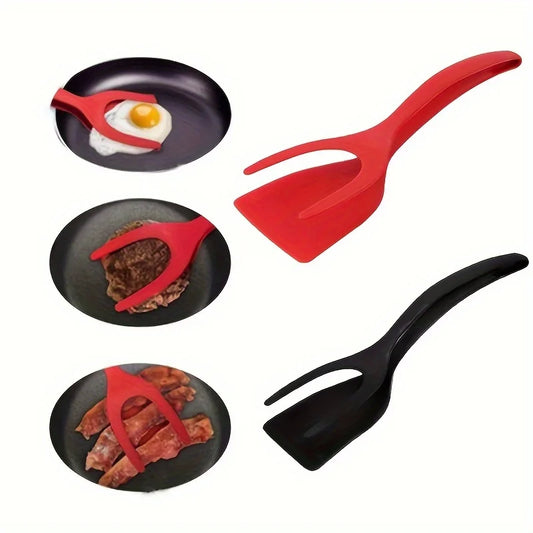 2 in 1 Silicone Spatula Tongs Non Stick Egg Flipper and Kitchen Tool