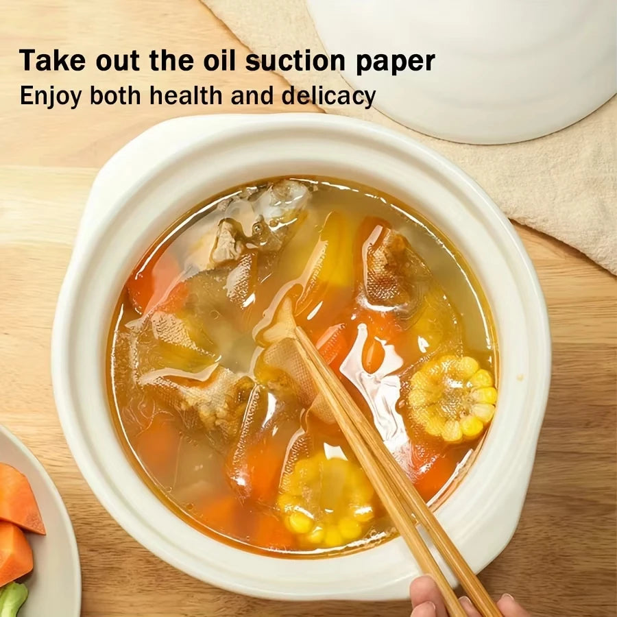 Kitchen Oil Absorbing Paper Food Grade Soup Grease Filter Sheets 30-100Pcs