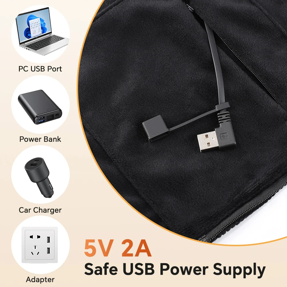 Graphene Heated Shawl Wearable USB Blanket Hooded Wrap - 11