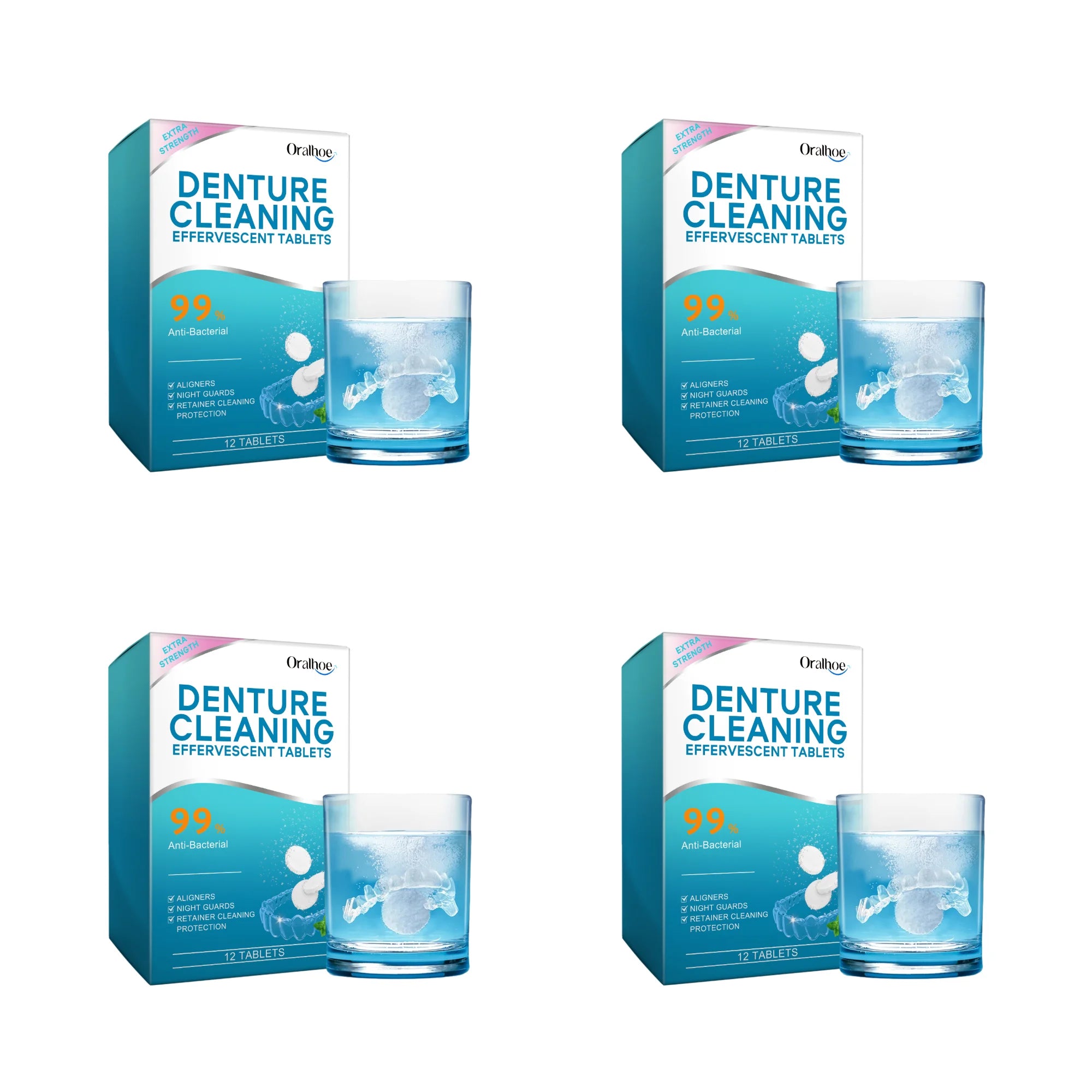 Denture Cleaning Effervescent Tablets Plaque Remover Care Cleaner - 15