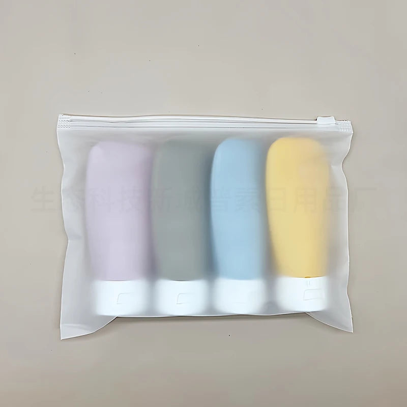 4-Piece Silicone Leak-Proof Travel Bottle Set for Toiletries Lotion