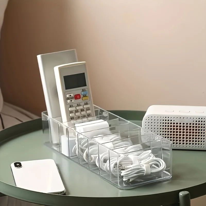 Clear Cable Organizer Box Desktop Cord Storage and Charging Station - 12