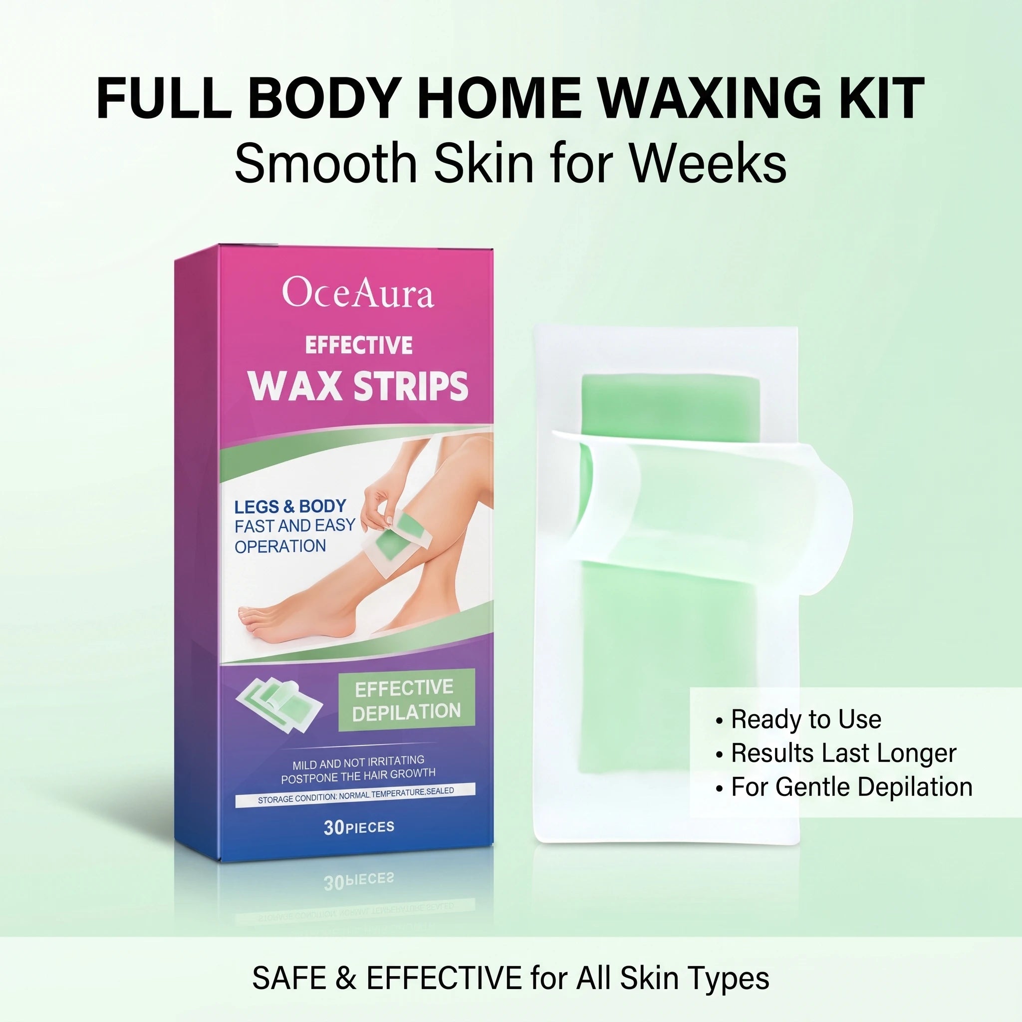 OceAura Full Body Depilatory Wax Strips for Smooth Hair Removal - 6