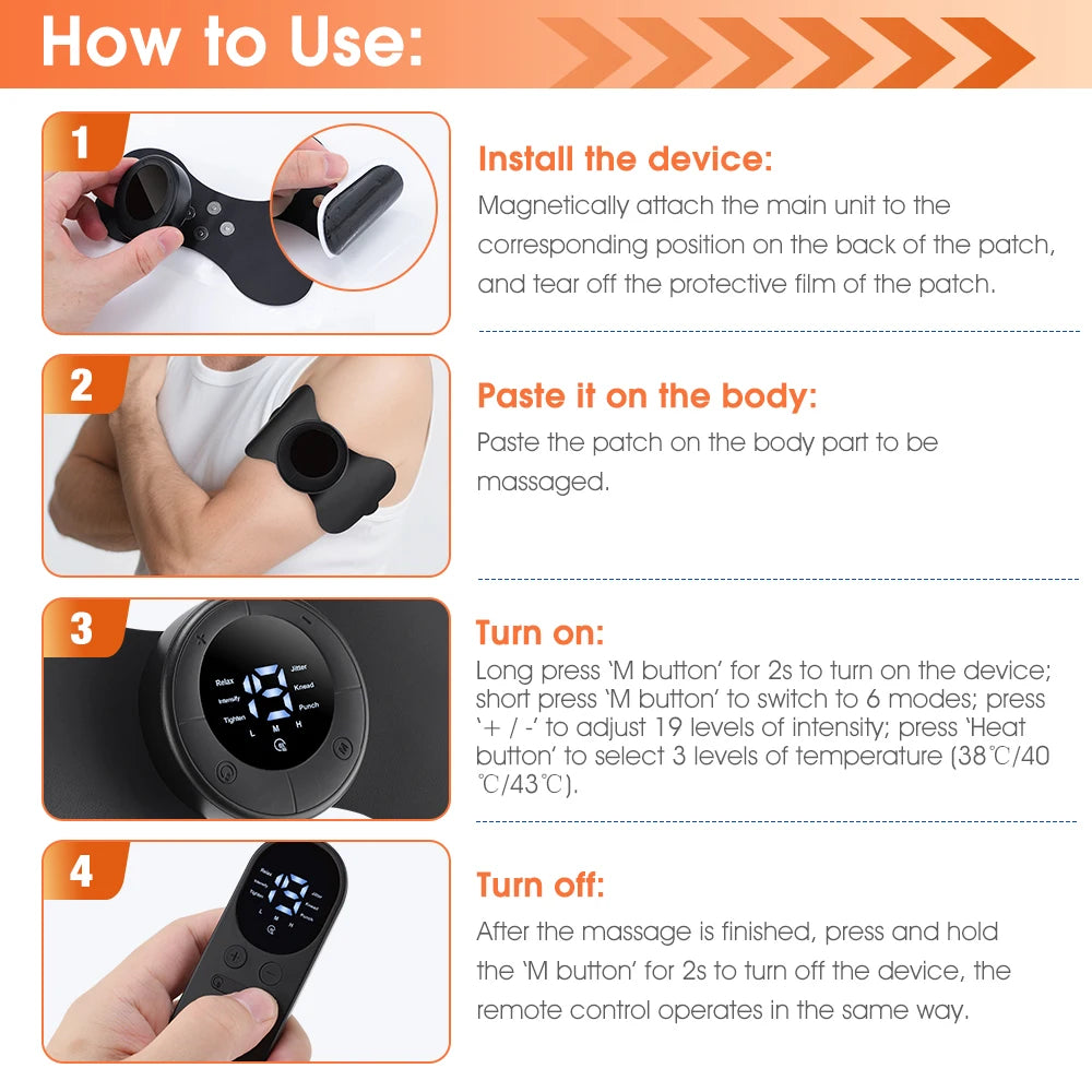 Smart Electric Neck Massager Portable Cervical Massage Patch Tool - 24