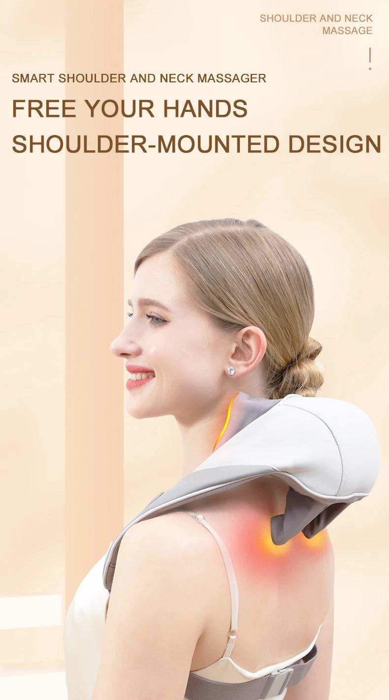 Wireless Neck and Back Massager 6D Deep Tissue Kneading Pillow
