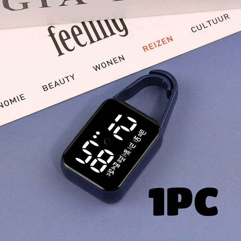2pcs LED Digital Keychain Watch Portable Touch Screen Fob Pocket Clock