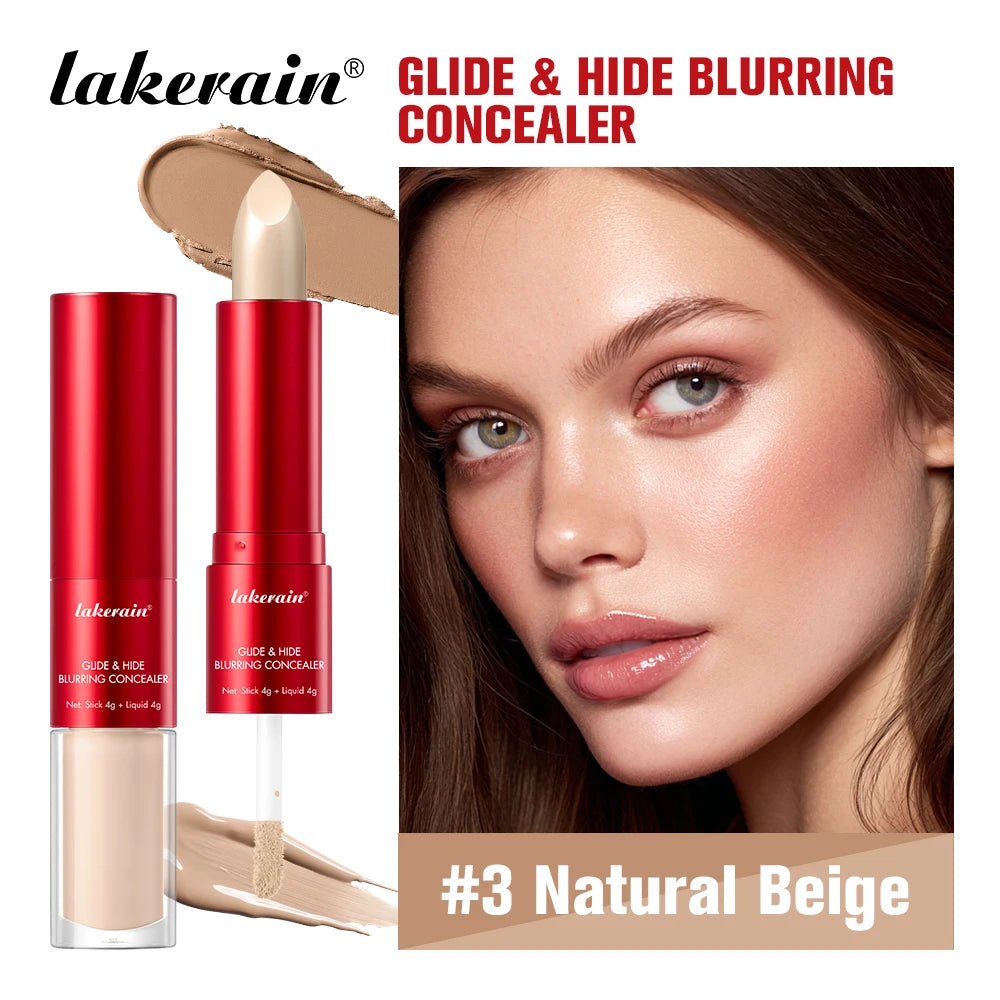 2-in-1 Glide & Hide Blurring Concealer Liquid Foundation Makeup