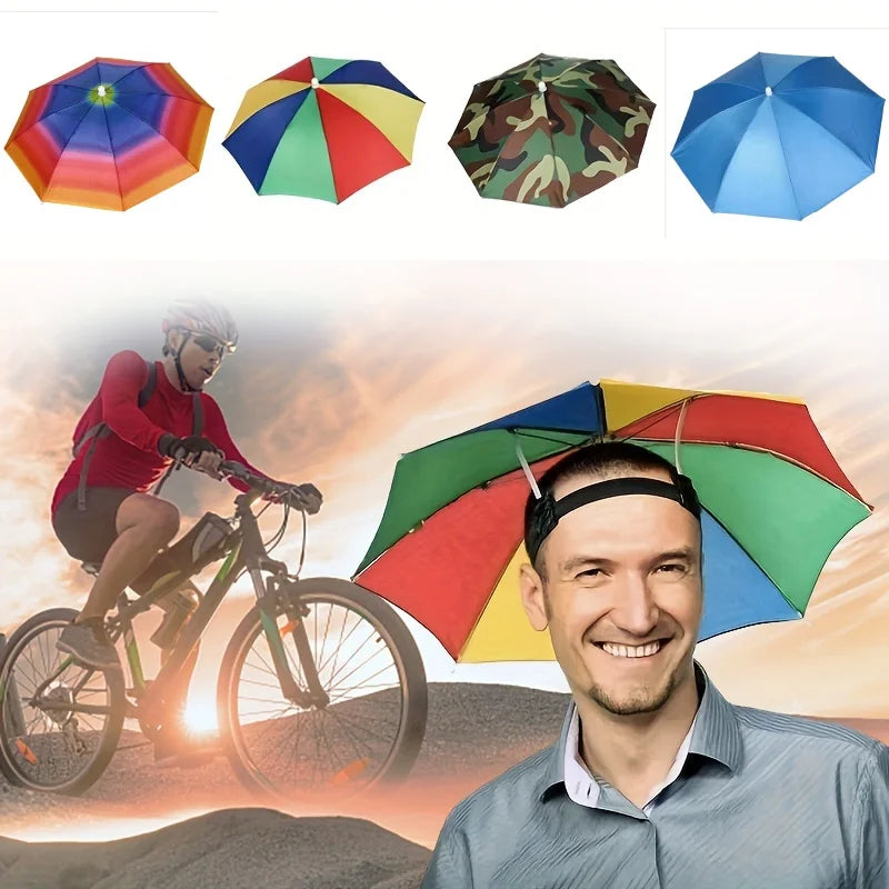 Hands Free Umbrella Hat Foldable Sun Rain Protection for Hiking Fishing - 1
