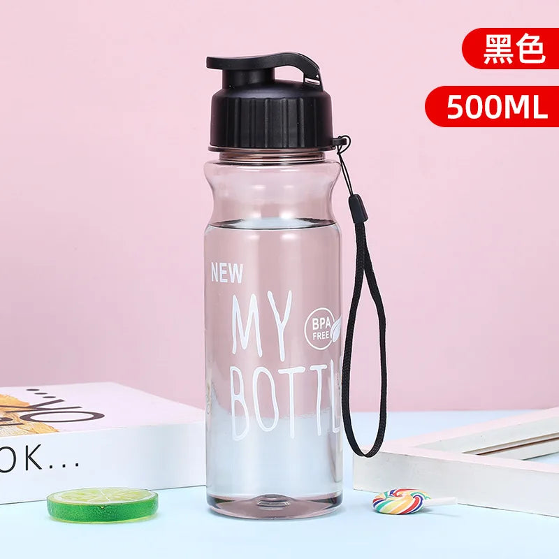 500ml Transparent Sport Water Bottle BPA Free Leakproof Travel Cup - 12