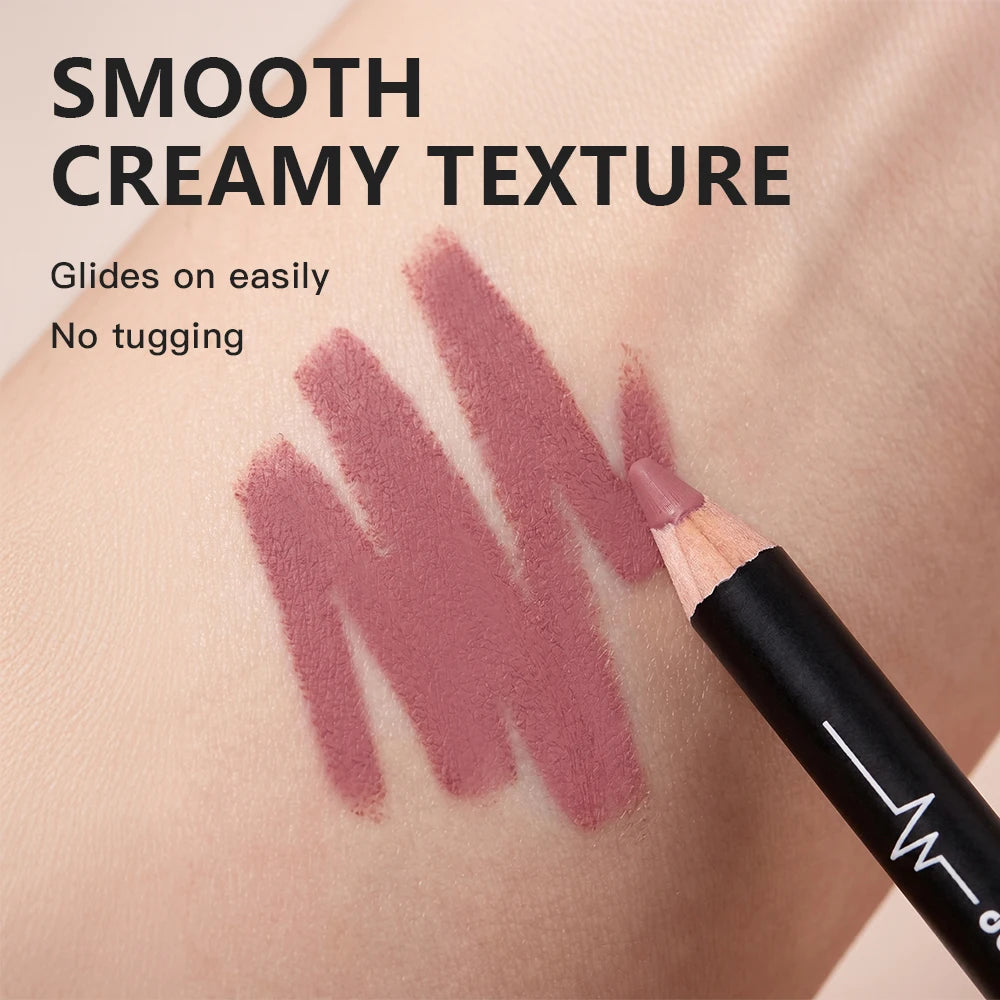 Semi-Matte Lip Liner Pencil Set Waterproof Smudge-Proof Cosmetics