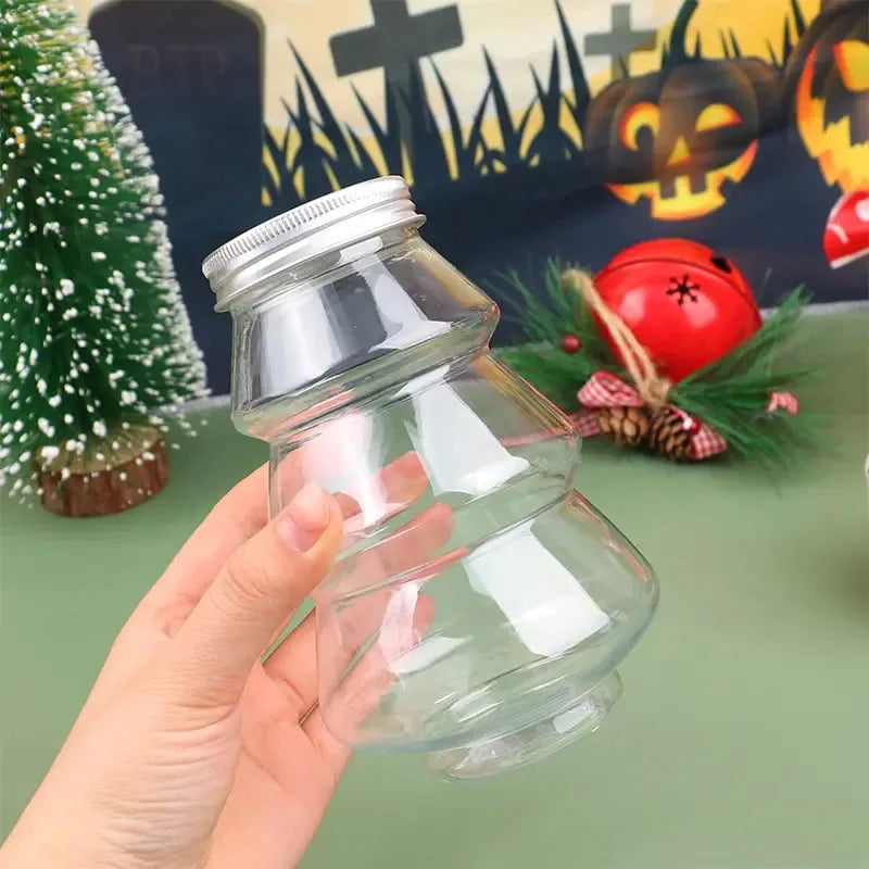 500ml Christmas Tree Candy Jar Plastic Cookie Storage Container Bottle